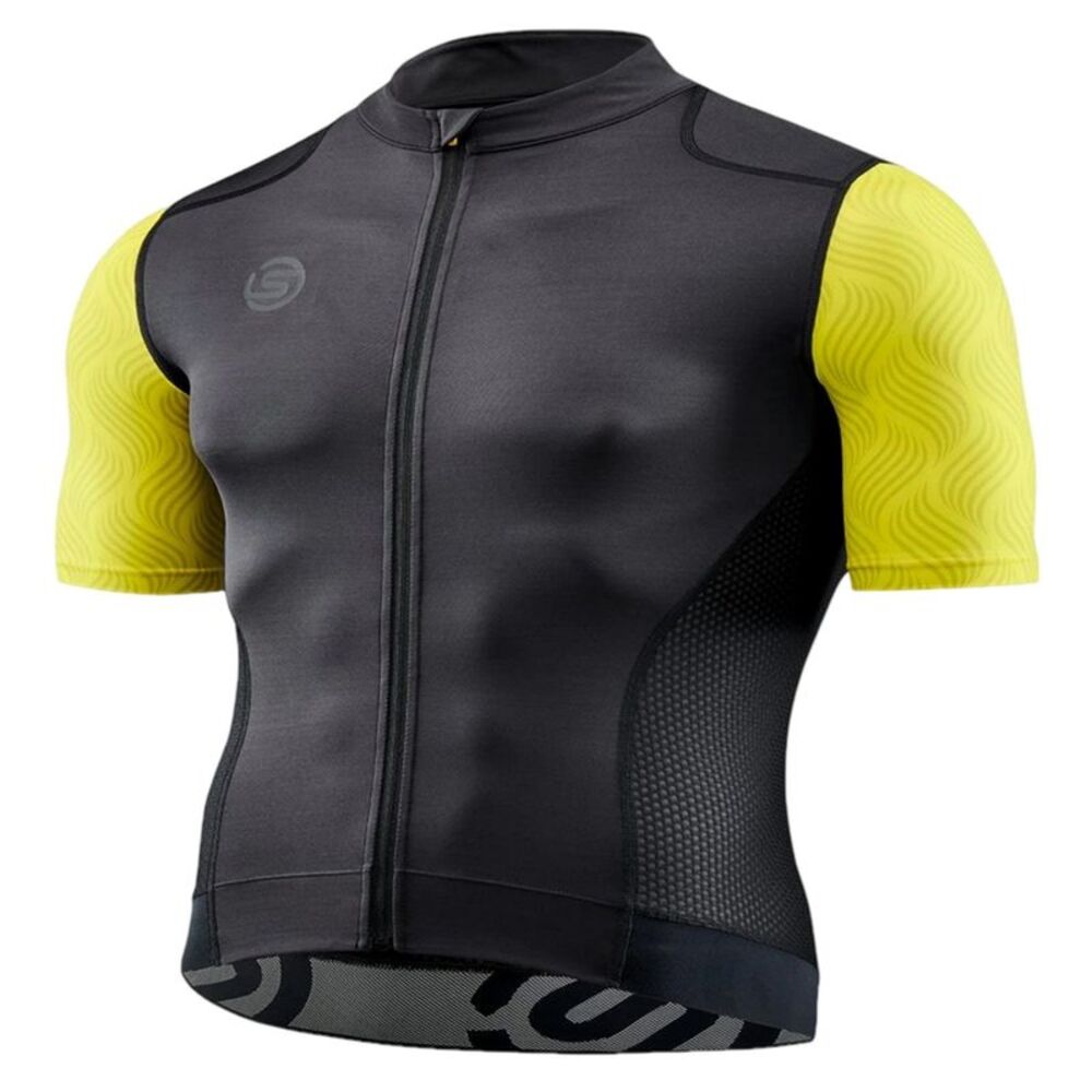Skins Mens Elite Mock Neck Cycling Top / Yellow/Black